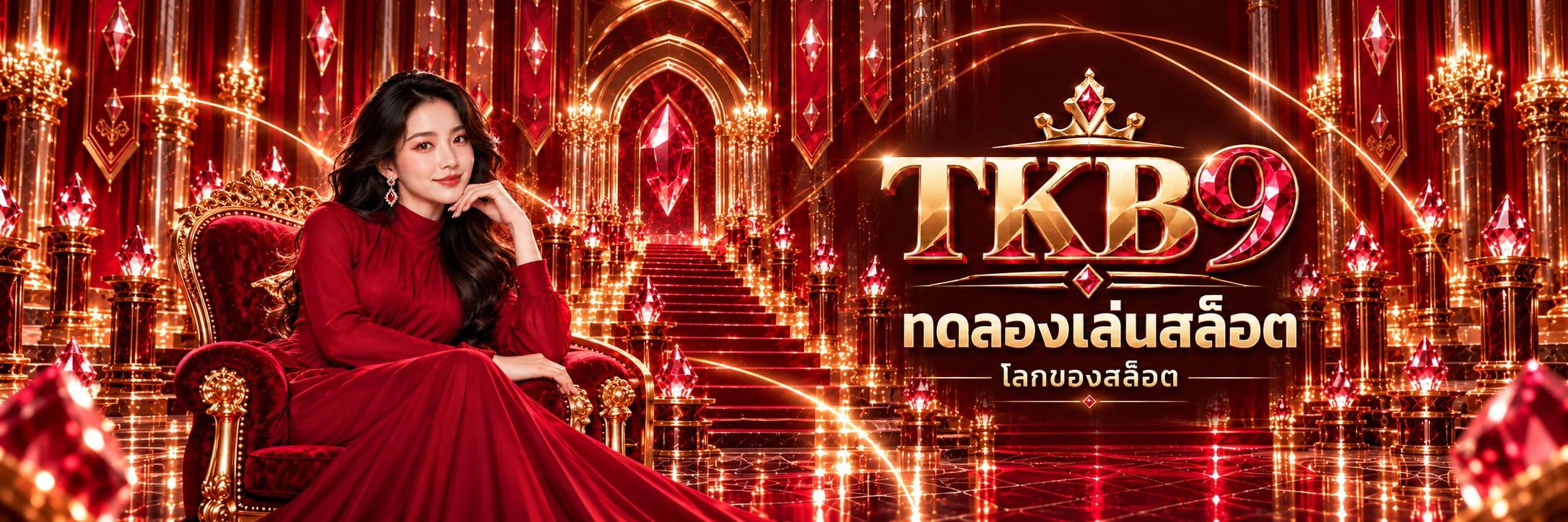 ภาพแนะนำสล็อต TKB9 โทนทับทิมและแชมเปญ